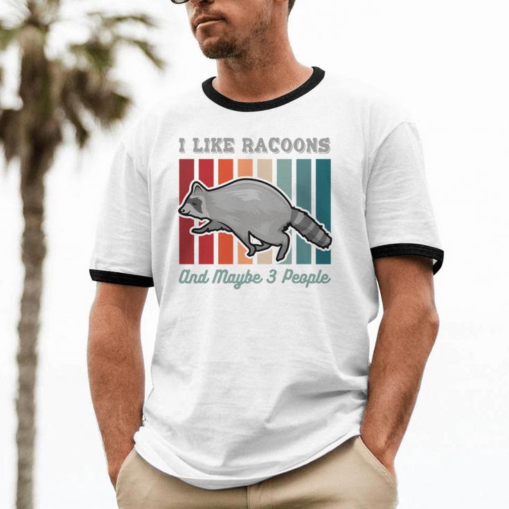 Introvert Raccoon Animal Lover Trash Panda Antisocial Retro Unisex Cotton Ringer T-Shirt