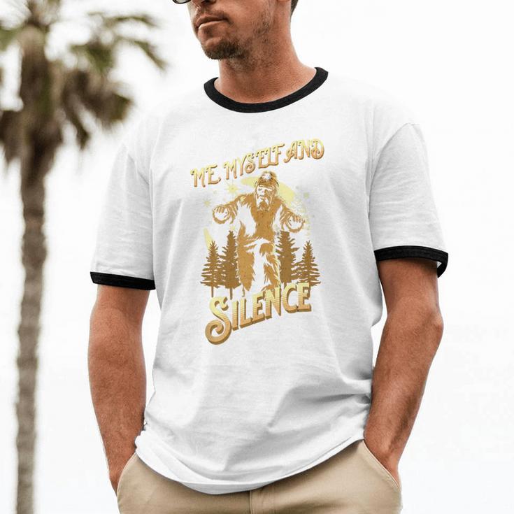 Introvert Relaxation Me Myself And Silence Vacation Bigfoot Unisex Cotton Ringer T-Shirt