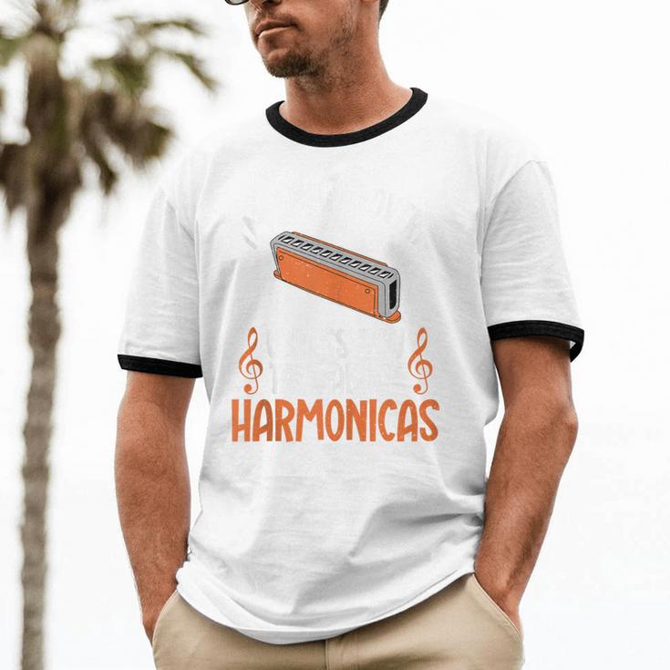 Im An Introvert Unless You Talk About Harmonicas Unisex Cotton Ringer T-Shirt