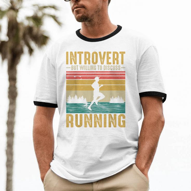 Introvert But Willing To Discuss Running Unisex Cotton Ringer T-Shirt