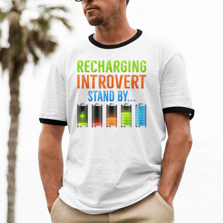 Introverted Recharging Introvert Saying Sarcasm Unisex Cotton Ringer T-Shirt