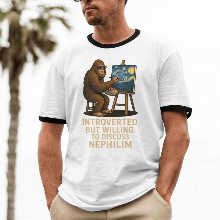 Introverted But Willing To Discuss Nephilim Unisex Cotton Ringer T-Shirt