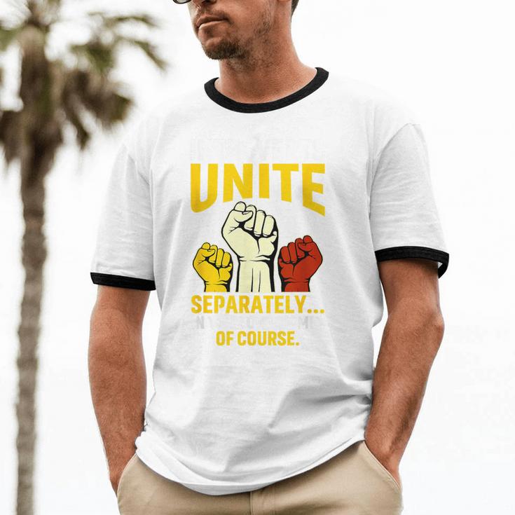 Introverts Unite Introvert Antisocial Anti Social Unisex Cotton Ringer T-Shirt