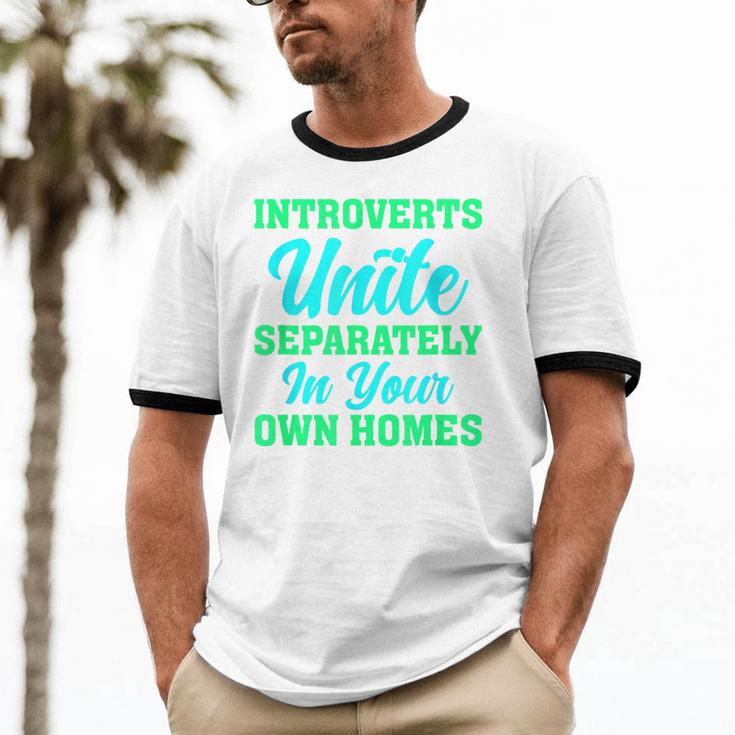 Introverts Unite Introvert Antisocial Sarcasm Anti Social Unisex Cotton Ringer T-Shirt