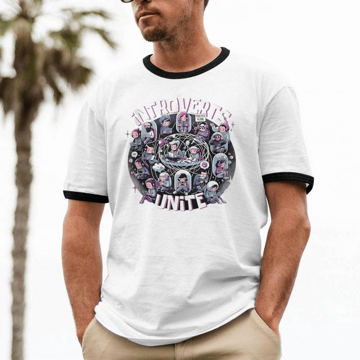 Introverts Unite Quirky Solitude Unisex Cotton Ringer T-Shirt Introverts Unite Quirky Solitude Unisex Cotton Ringer T-Shirt