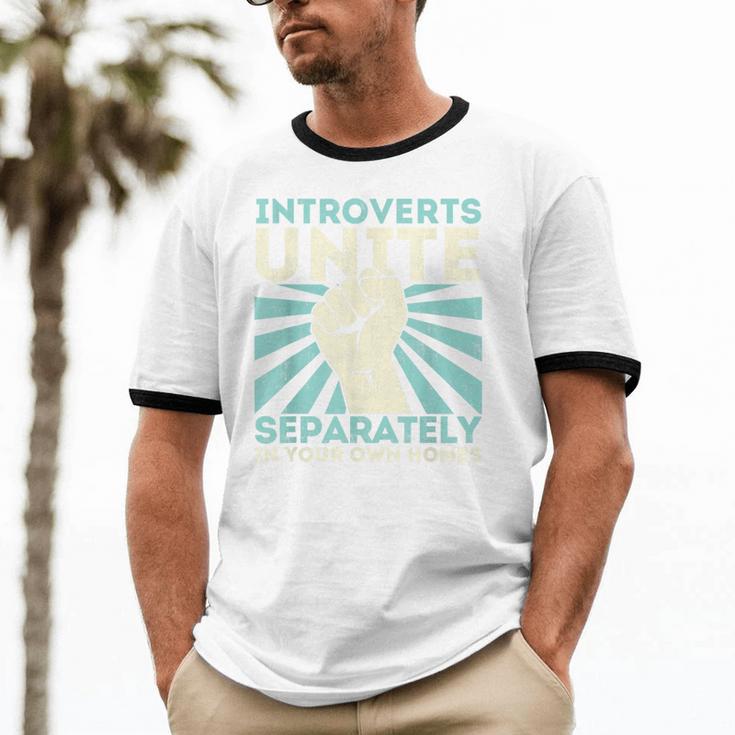 Introverts Unite Separately Introverted Antisocial Unisex Cotton Ringer T-Shirt