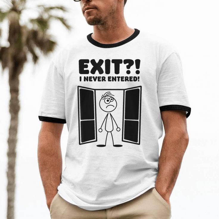 Irony Sarcasm Introvert Dry Humor Cartoon Comic Geek Nerd Unisex Cotton Ringer T-Shirt