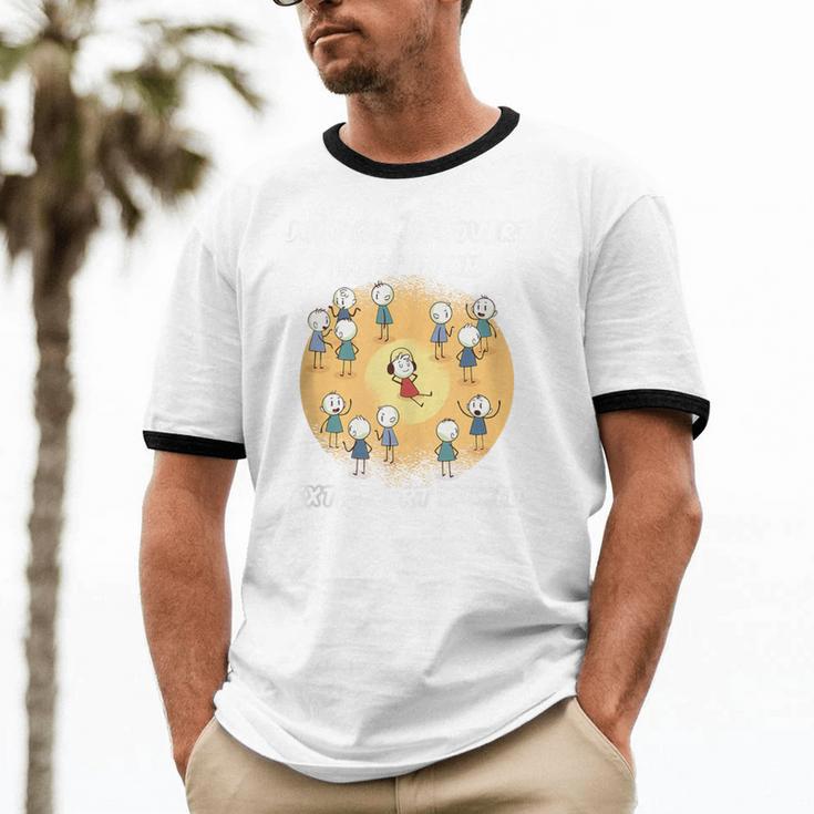 Just An Introvert Living In An Extrovert World Stickmen Unisex Cotton Ringer T-Shirt
