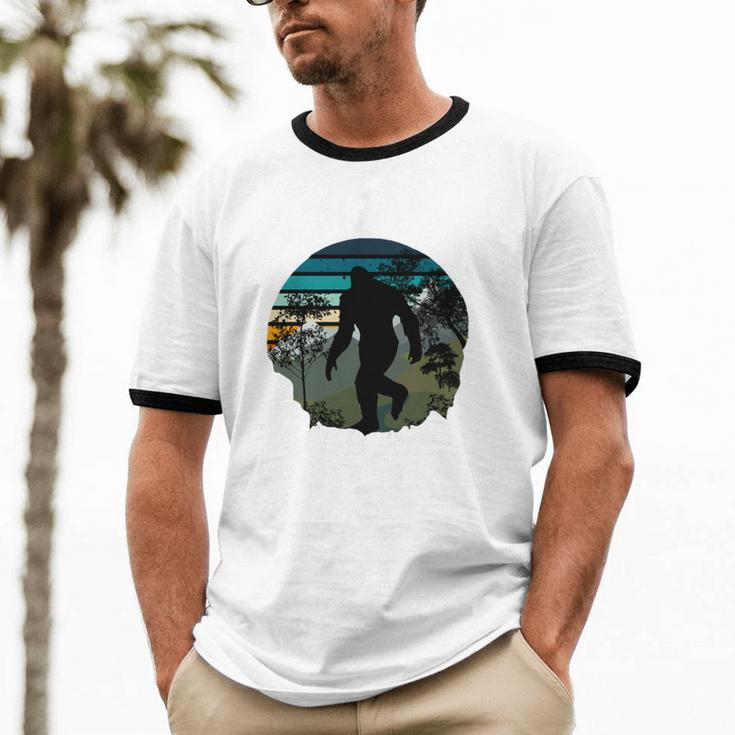Just Me And My Yeti Retro Sunset Mountain Hiking Introvert Unisex Cotton Ringer T-Shirt Just Me And My Yeti Retro Sunset Mountain Hiking Introvert Unisex Cotton Ringer T-Shirt