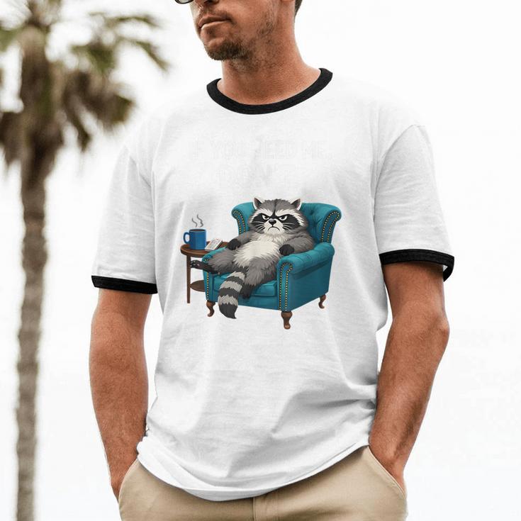 Lazy Raccoon Sarcastic Introvert Humor Japanese Animal Unisex Cotton Ringer T-Shirt