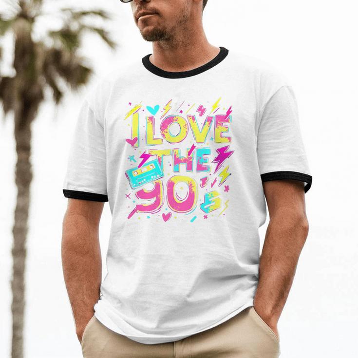 I Love The 90'S 90s Retro Nostalgia Premium Tri-Blend Unisex Cotton Ringer T-Shirt