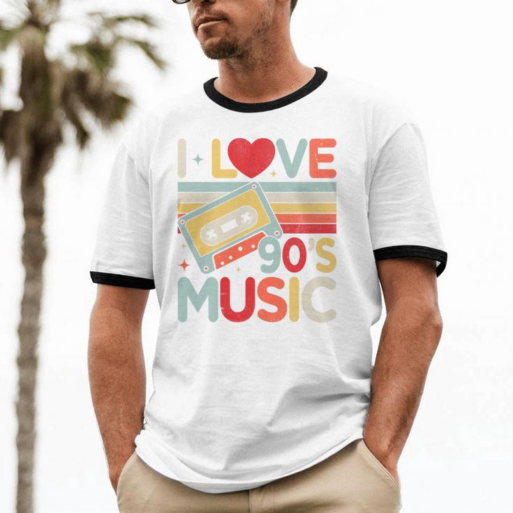 I Love 90's Music Retro Style Nostalgia Cassette 1990s Party Premium Tri-Blend Unisex Cotton Ringer T-Shirt I Love 90's Music Retro Style Nostalgia Cassette 1990s Party Premium Tri-Blend Unisex Cotton Ringer T-Shirt