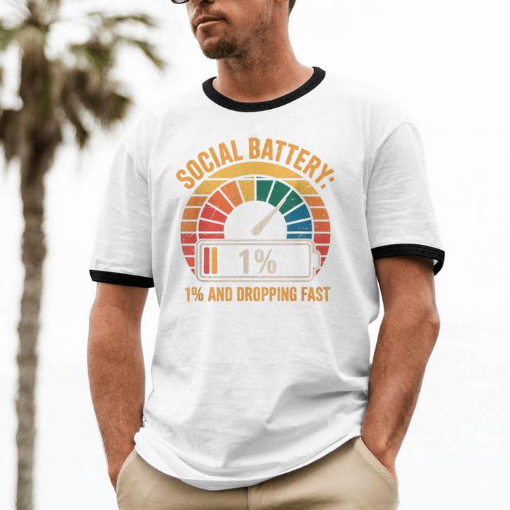 Low Social Battery Introvert Energy Unisex Cotton Ringer T-Shirt