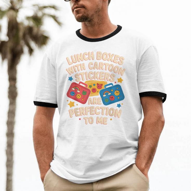 Lunch Boxes With Stickers Lunch Box Nostalgia Retro Unisex Cotton Ringer T-Shirt