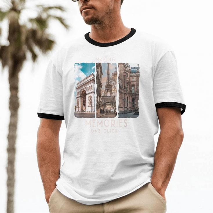 Making Memories In Paris Photo Nostalgia Travel Humor Unisex Cotton Ringer T-Shirt Making Memories In Paris Photo Nostalgia Travel Humor Unisex Cotton Ringer T-Shirt
