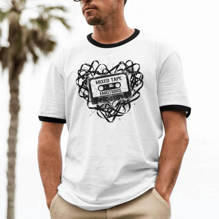 Mixed Tape Emotions Music Lover Nostalgia Quote Premium Tri-Blend Unisex Cotton Ringer T-Shirt