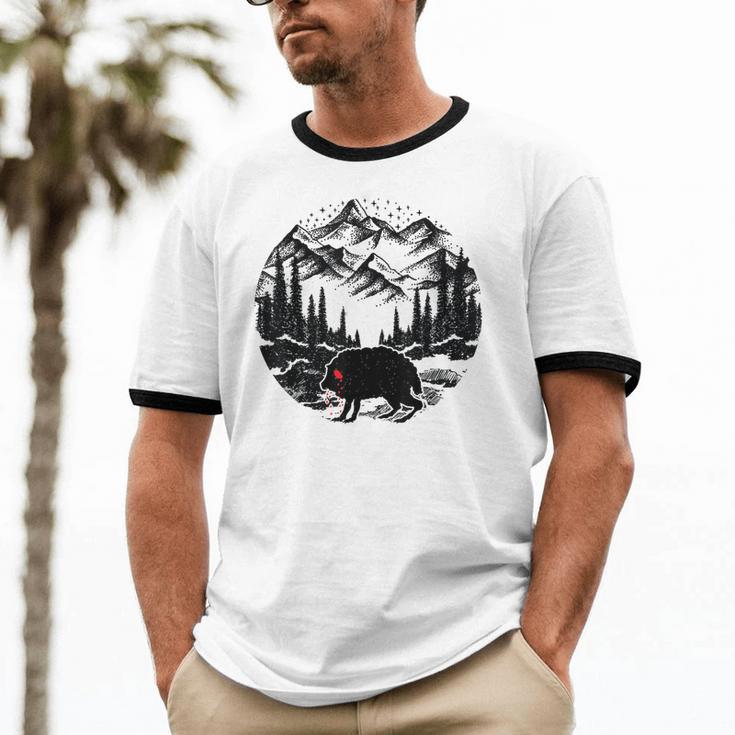 Monster Squonk In Forest Folklore Cryptid Introvert Unisex Cotton Ringer T-Shirt Monster Squonk In Forest Folklore Cryptid Introvert Unisex Cotton Ringer T-Shirt
