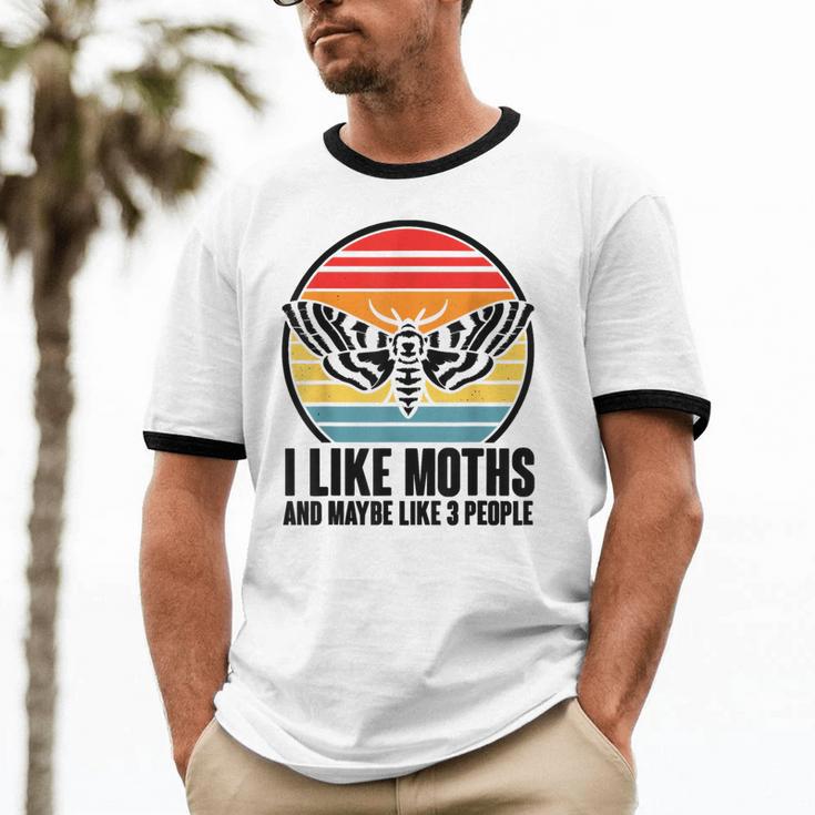 I Like Moths And Maybe 3 People Insect Moth Lovers Introvert Unisex Cotton Ringer T-Shirt I Like Moths And Maybe 3 People Insect Moth Lovers Introvert Unisex Cotton Ringer T-Shirt