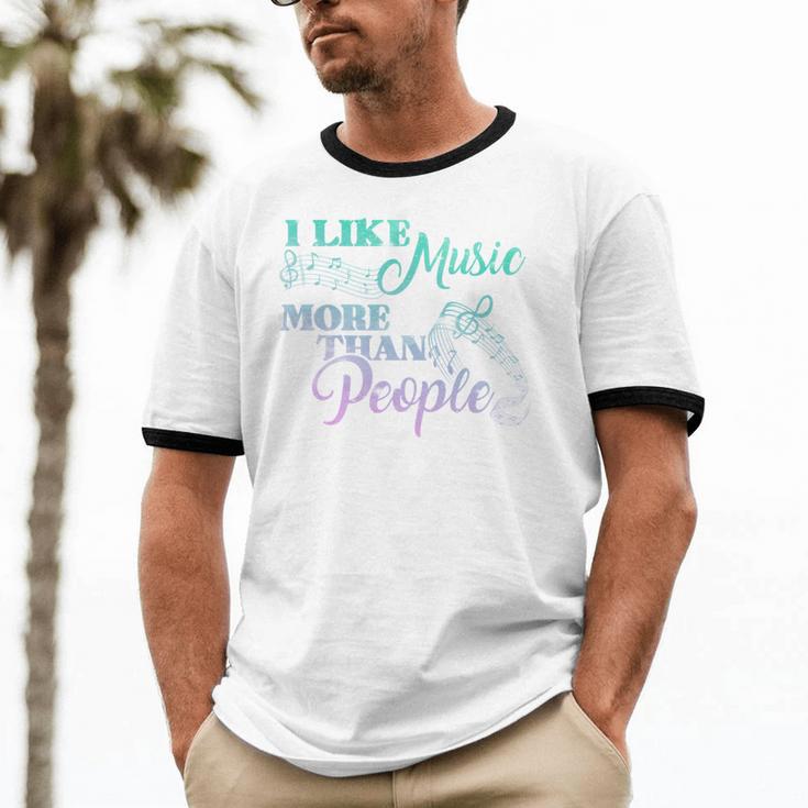 I Like Music More Than People Introvert Music Lover INTP Pun Unisex Cotton Ringer T-Shirt I Like Music More Than People Introvert Music Lover INTP Pun Unisex Cotton Ringer T-Shirt
