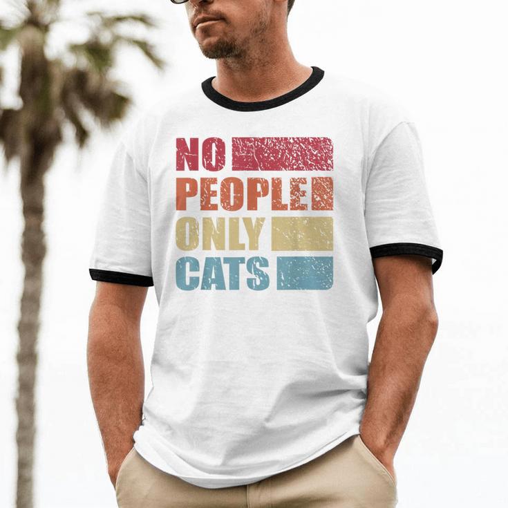 No People Only Cats Introvert Unisex Cotton Ringer T-Shirt No People Only Cats Introvert Unisex Cotton Ringer T-Shirt