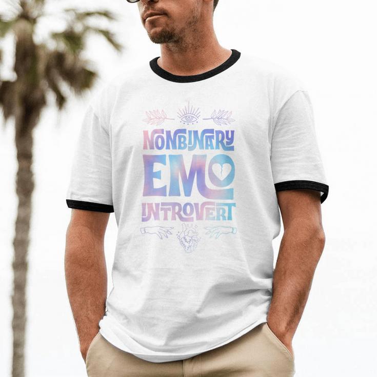 Nonbinary Emo Introvert Pride Trendy Mystic Teen Goth Style Unisex Cotton Ringer T-Shirt Nonbinary Emo Introvert Pride Trendy Mystic Teen Goth Style Unisex Cotton Ringer T-Shirt
