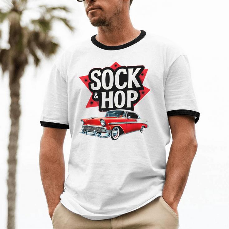 Nostalgia 1950s Sock Hop Dance Unisex Cotton Ringer T-Shirt Nostalgia 1950s Sock Hop Dance Unisex Cotton Ringer T-Shirt