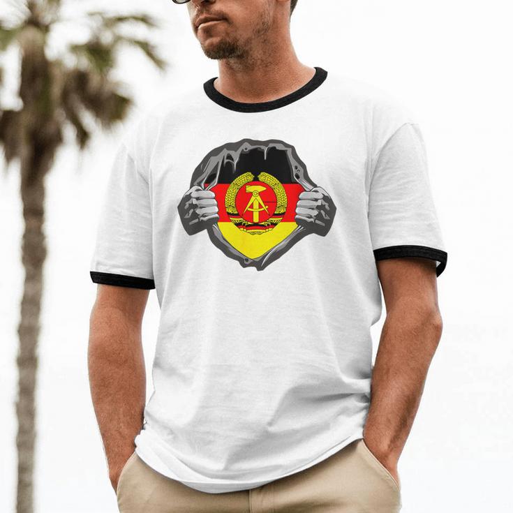 Nostalgia Chest Flag GDR Unisex Cotton Ringer T-Shirt