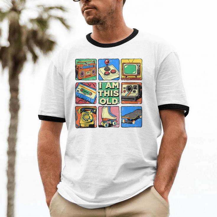 I Am This Old Retro Vintage Nostalgia 80s 90s Cassette Tape Unisex Cotton Ringer T-Shirt