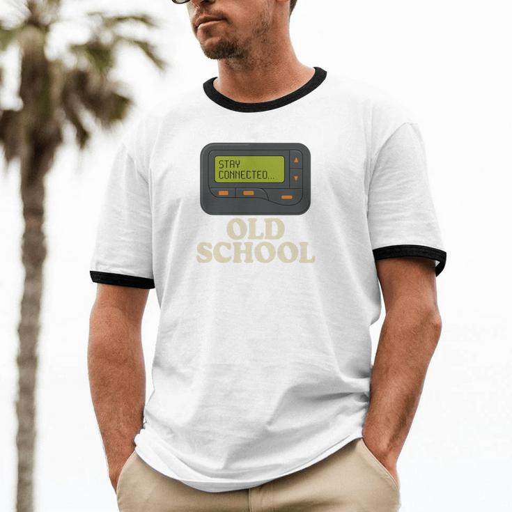 Old School 90s Pager Retro Nostalgia Vintage Tech Gen Unisex Cotton Ringer T-Shirt
