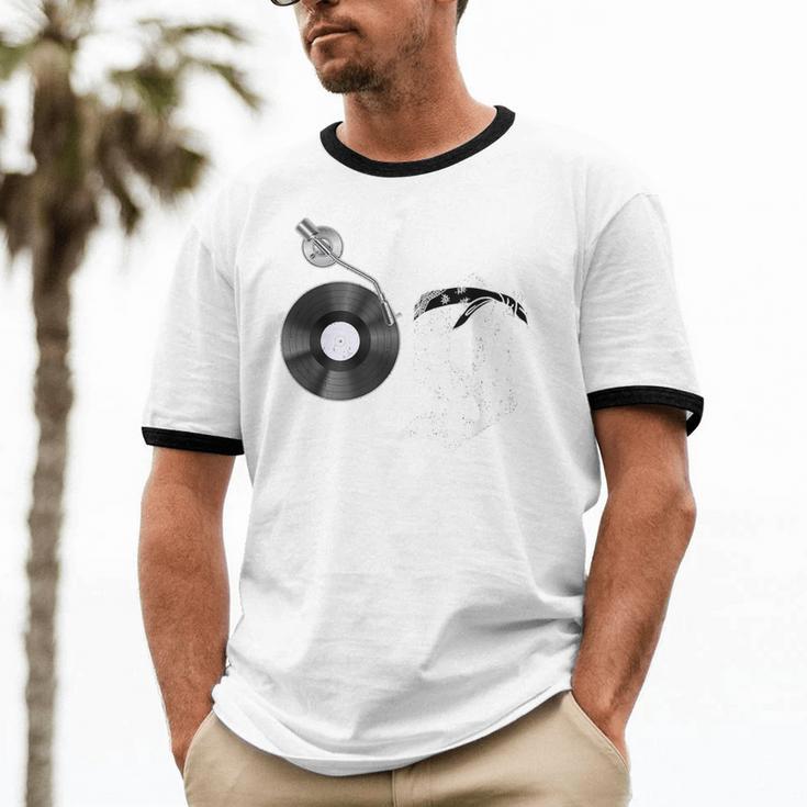 Old School Dad OG Hip Hop Head Vinyl Retro 80s90s Nostalgia Unisex Cotton Ringer T-Shirt