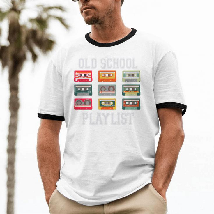 Old School Playlist Nostalgia Vibes Cassette Unisex Cotton Ringer T-Shirt