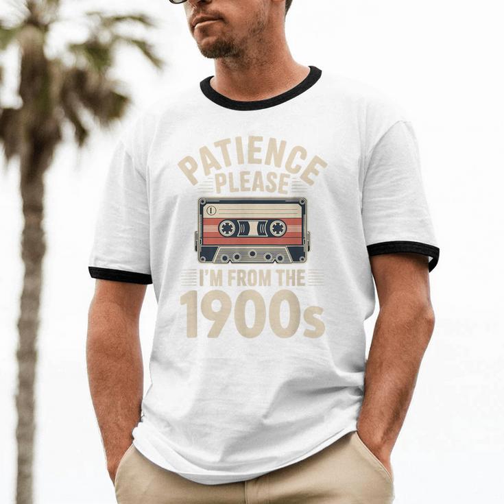 Patience Please I'm From The 1900s Cassette Unisex Cotton Ringer T-Shirt