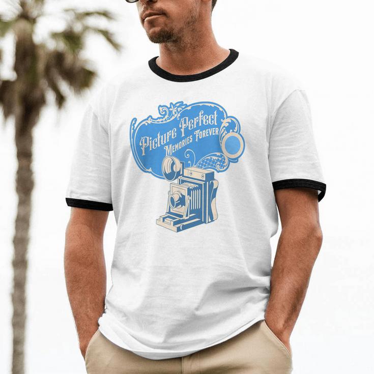 Picture Perfect Memories Forever Vintage Camera Nostalgia Unisex Cotton Ringer T-Shirt