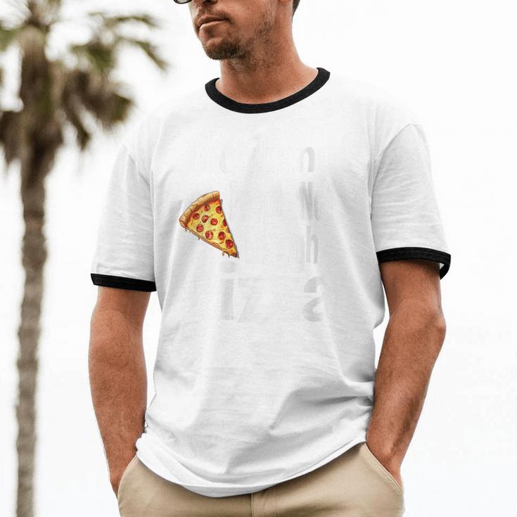 Pizza Lover Saying Introvert Anti Social Humor Foodie Unisex Cotton Ringer T-Shirt