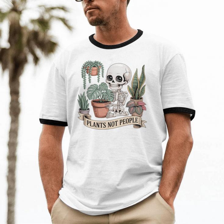 Plant Introvert Gardener Houseplant Botanical Women Men Kids Unisex Cotton Ringer T-Shirt