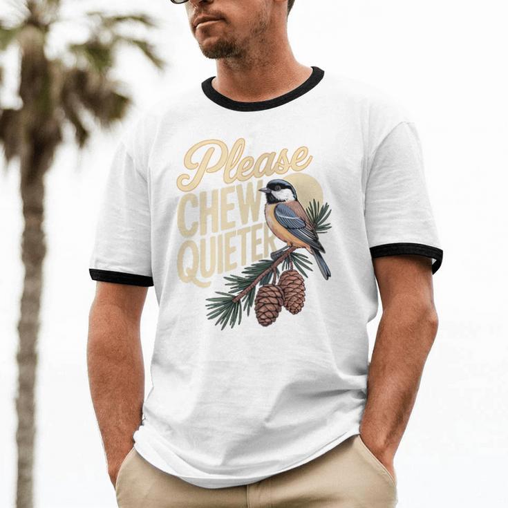 Please Chew Quieter Introverts Casual Everyday Unisex Cotton Ringer T-Shirt Please Chew Quieter Introverts Casual Everyday Unisex Cotton Ringer T-Shirt