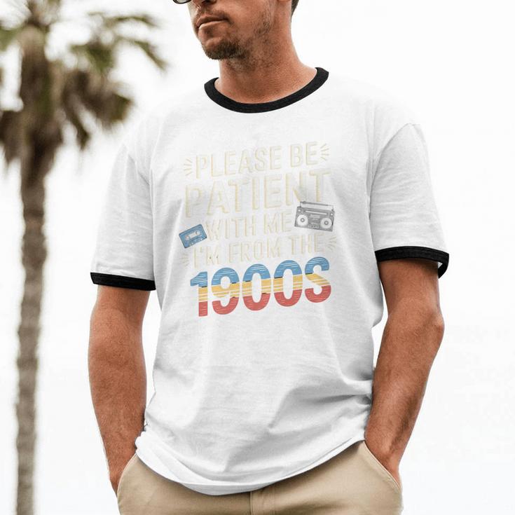 Please Be Patient With Me I'm From The 1900s Retro Tee Premium Unisex Cotton Ringer T-Shirt