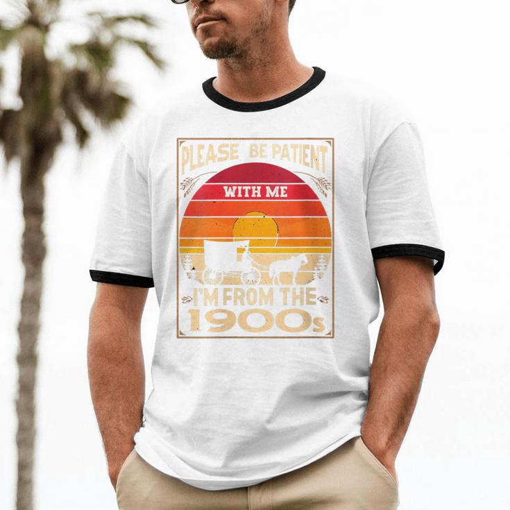 Please Be Patient I'm From The 1900s Sunset Vintage Wagon Unisex Cotton Ringer T-Shirt Please Be Patient I'm From The 1900s Sunset Vintage Wagon Unisex Cotton Ringer T-Shirt
