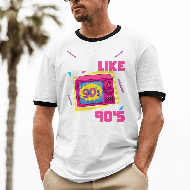 Rad Just Like The 90s 90s Aesthetic Nostalgia 1990s Retro Unisex Cotton Ringer T-Shirt