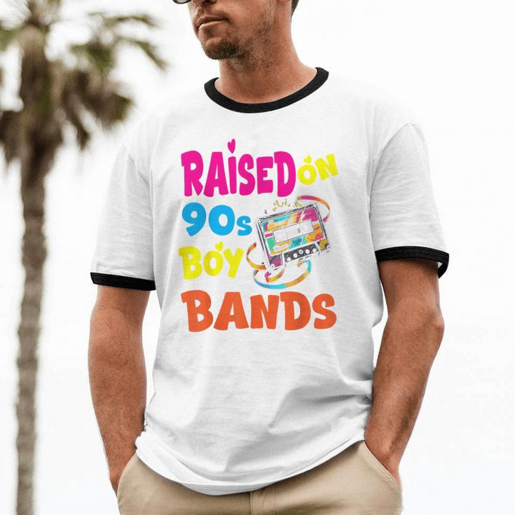 Raised On 90s Boy Bands Nostalgia Love Women Men Unisex Cotton Ringer T-Shirt