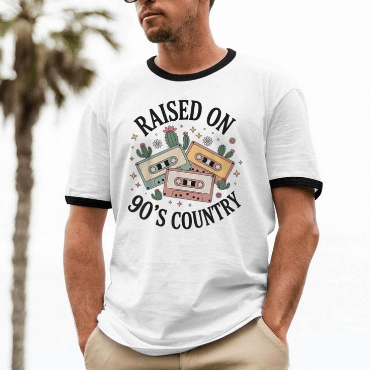 Raised On 90's Country Music Lover Nostalgia Retro Vibe Unisex Cotton Ringer T-Shirt Raised On 90's Country Music Lover Nostalgia Retro Vibe Unisex Cotton Ringer T-Shirt