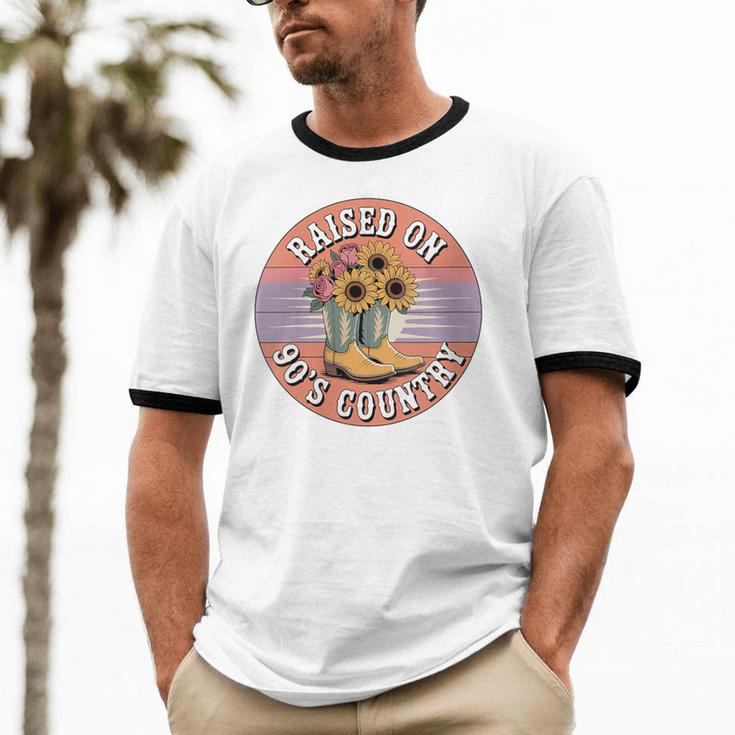 Raised On 90’s Country Women Retro Western Music Nostalgia Unisex Cotton Ringer T-Shirt Raised On 90’s Country Women Retro Western Music Nostalgia Unisex Cotton Ringer T-Shirt