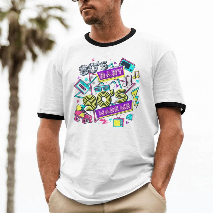 Retro 1980s 80's Baby 1990s 90's Made Me Vaporwave Nostalgia Unisex Cotton Ringer T-Shirt Retro 1980s 80's Baby 1990s 90's Made Me Vaporwave Nostalgia Unisex Cotton Ringer T-Shirt