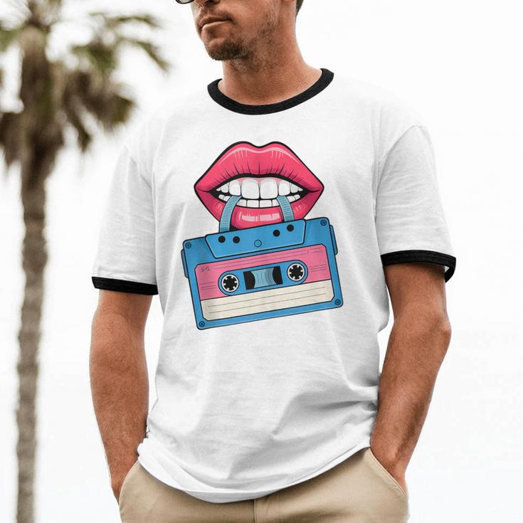 Retro 80s And 90s Cassette Perfect For Nostalgia Unisex Cotton Ringer T-Shirt