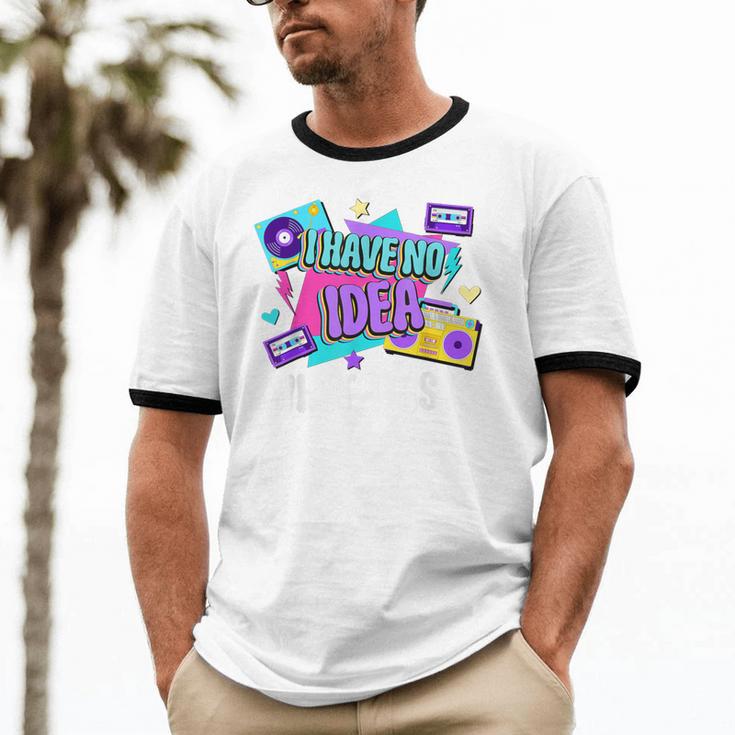 Retro 80s Style 90s Pop Fashion Nostalgia Eighties Music Unisex Cotton Ringer T-Shirt
