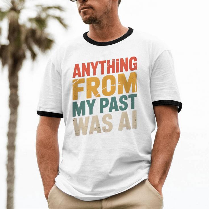 Retro AI Nostalgia Quote Distressed Vintage Unisex Cotton Ringer T-Shirt