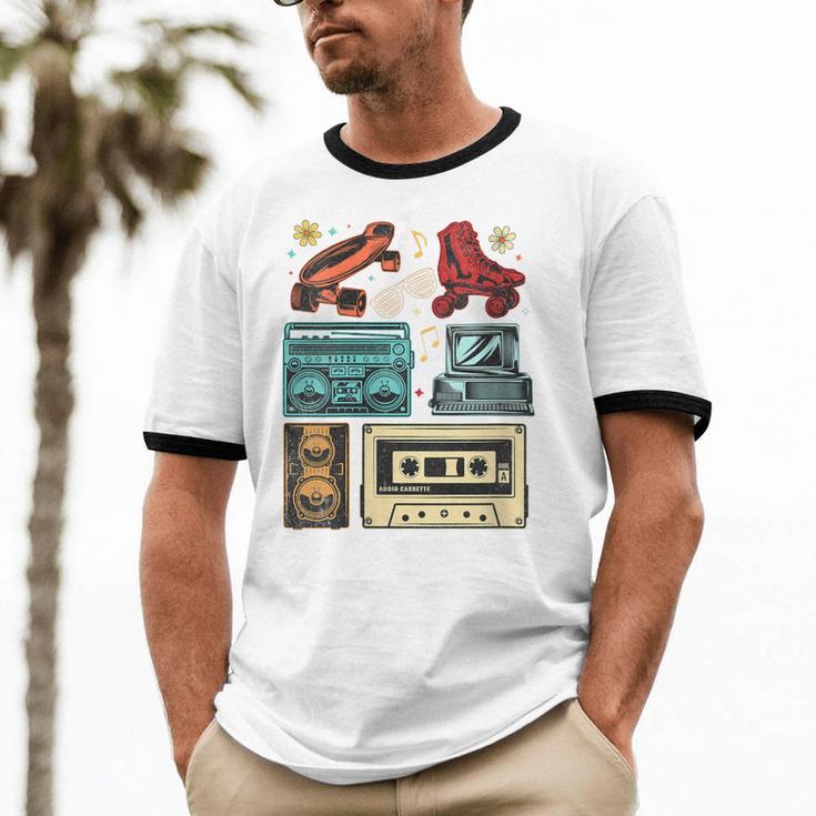 Retro Cassette 70s 80s 90s Music Vintage Party Nostalgia Unisex Cotton Ringer T-Shirt