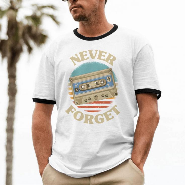 Retro Cassette Never Forget Nostalgia Vintage Unisex Cotton Ringer T-Shirt Retro Cassette Never Forget Nostalgia Vintage Unisex Cotton Ringer T-Shirt