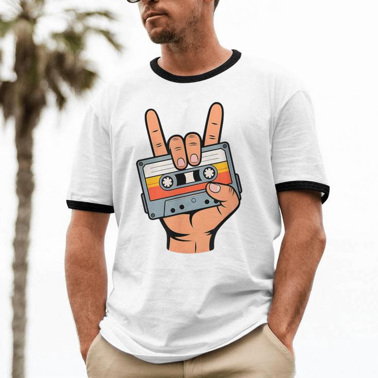 Retro Cassette Tape For 80s & 90s Nostalgia Unisex Cotton Ringer T-Shirt
