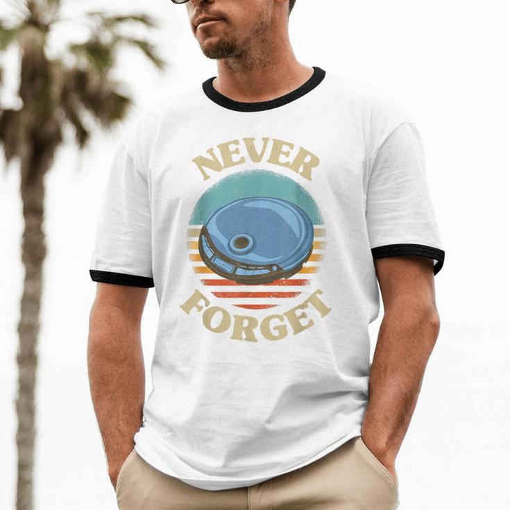Retro CD Player Never Forget Nostalgia Vintage Unisex Cotton Ringer T-Shirt
